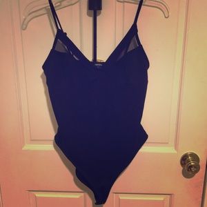 Black cut out mesh bodysuit